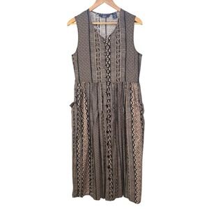 Vintage Overall Jumper Midi Dress Womens Small Button Front Indie Granola Boho